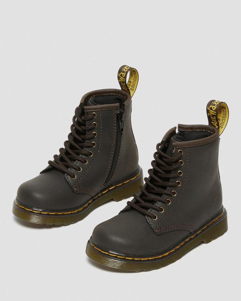 Kids' Dr Martens Toddler 1460 Wildhorse Leather Lace Up Boots Dark / Brown | AU 706OKI